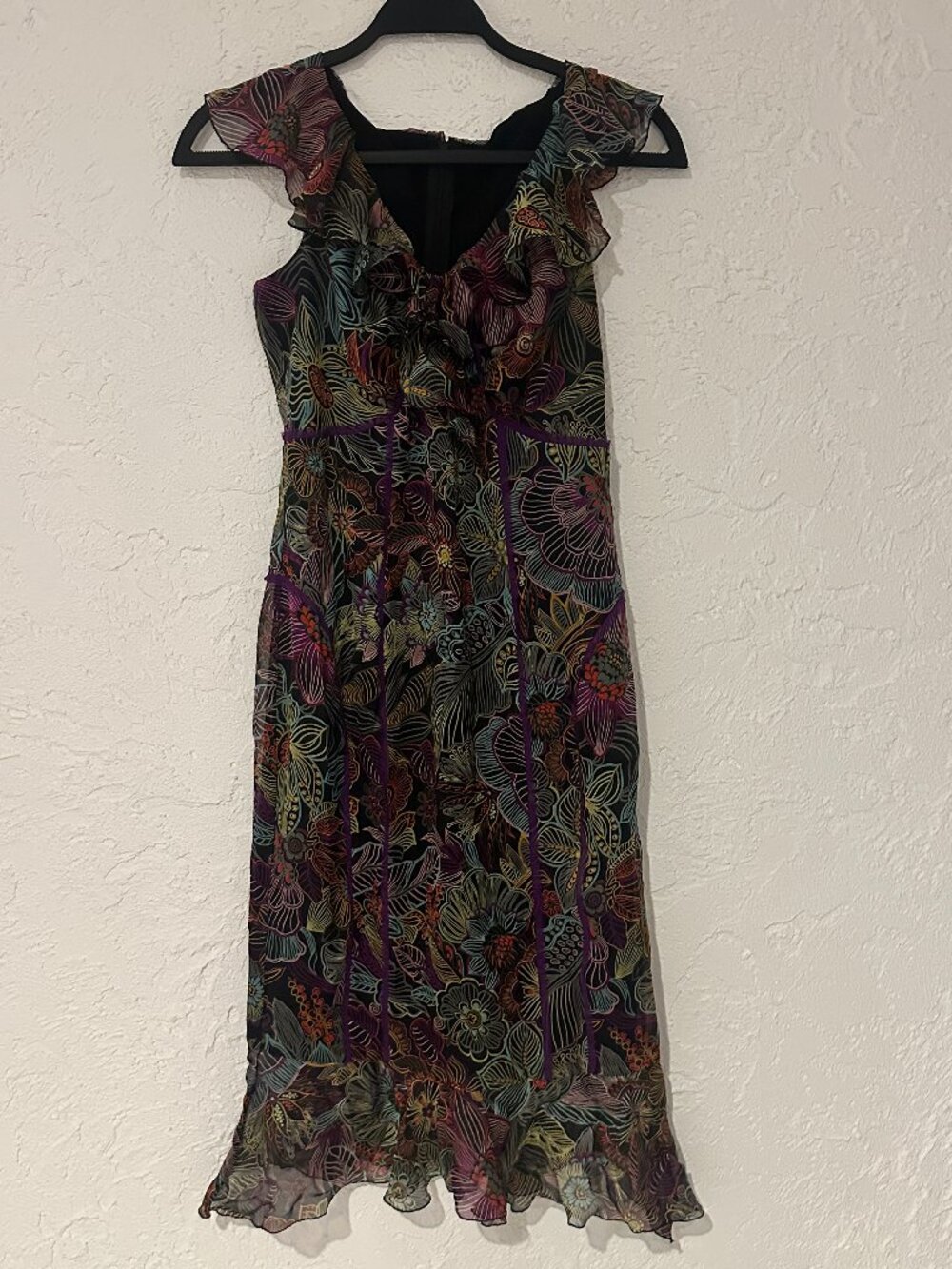 Floral Ruffle Midi Dress in Multi-Color